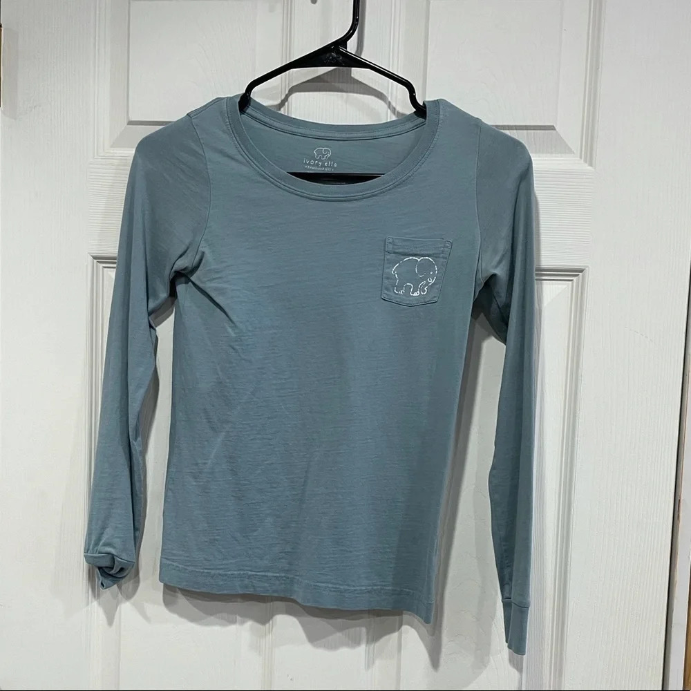 Ivory Ella Long Sleeve T-shirt Light Teal Size XXS